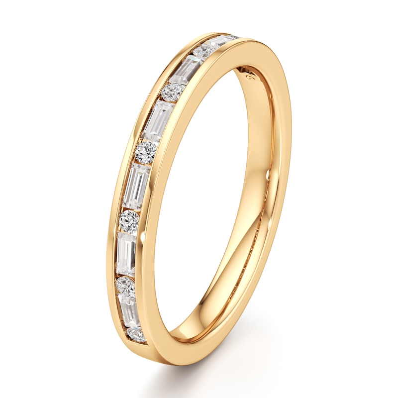 Main Image 4 of J'Lure Baguette & Round-Cut Lab-Grown Diamond Wedding Band 3/8 ct tw 18K Yellow Gold