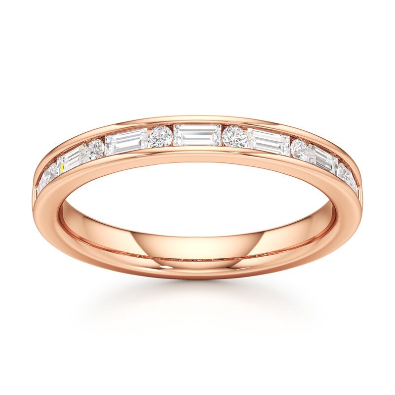 Main Image 1 of J'Lure Baguette & Round-Cut Lab-Grown Diamond Wedding Band 3/8 ct tw 18K Rose Gold