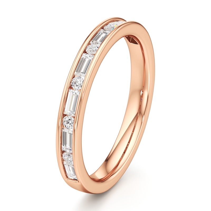 Main Image 4 of J'Lure Baguette & Round-Cut Lab-Grown Diamond Wedding Band 3/8 ct tw 18K Rose Gold
