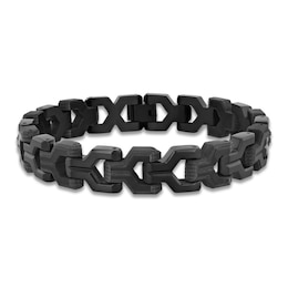 Men's Y-Link Carbon Fiber Bracelet Black Ion-Plated Stainless Steel 8.75"