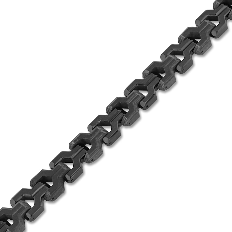 Main Image 2 of Men's Y-Link Carbon Fiber Bracelet Black Ion-Plated Stainless Steel 8.75"