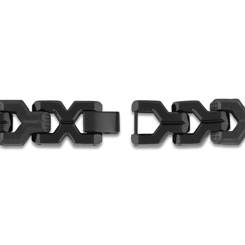 Main Image 3 of Men's Y-Link Carbon Fiber Bracelet Black Ion-Plated Stainless Steel 8.75"