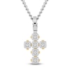Thumbnail Image 1 of Men's Diamond Cushion Frame Cross Necklace 1/4 ct tw Stainless Steel & Yellow Ion Plating 24"