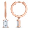 Thumbnail Image 1 of Emerald-Cut Lab-Grown Diamond Solitaire Dangle Hoop Earrings 1-1/2 ct tw 14K Rose Gold (SI2/F)
