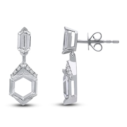 J'Lure Hexagon Portrait-Cut & Hexagon Baguette-Cut Lab-Grown Diamond Dangle Earrings 2-7/8 ct tw 14K White Gold