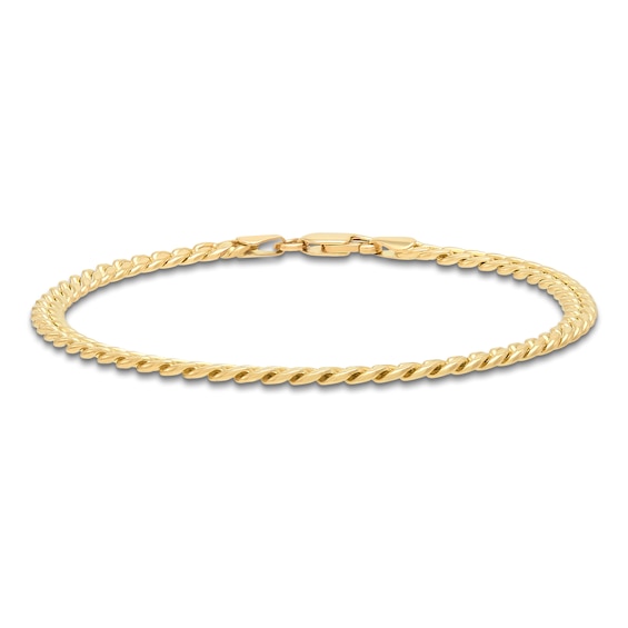 Cuban Curb Chain Bracelet 4.3mm Solid 14K Yellow Gold 8.5"