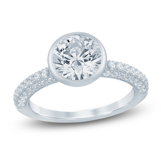 Round-Cut Lab-Grown Diamond Bezel-Set Engagement Ring 2-1/2 ct tw 14K White Gold
