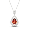 Thumbnail Image 1 of Pear-Shaped Natural Garnet & Diamond Necklace 1/10 ct tw Sterling Silver 18"