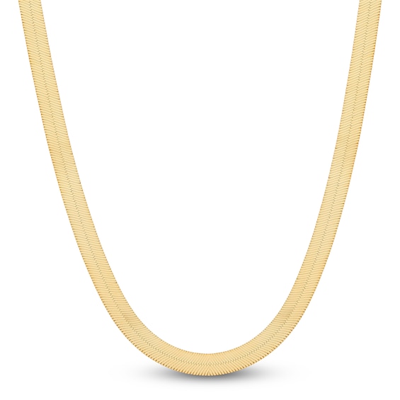 Herringbone Chain Necklace 4mm Solid 10K Yellow Gold 18"