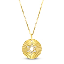 Le Vian Diamond Star Of David Medallion Necklace 1/15 ct tw 14K Honey Gold 18"
