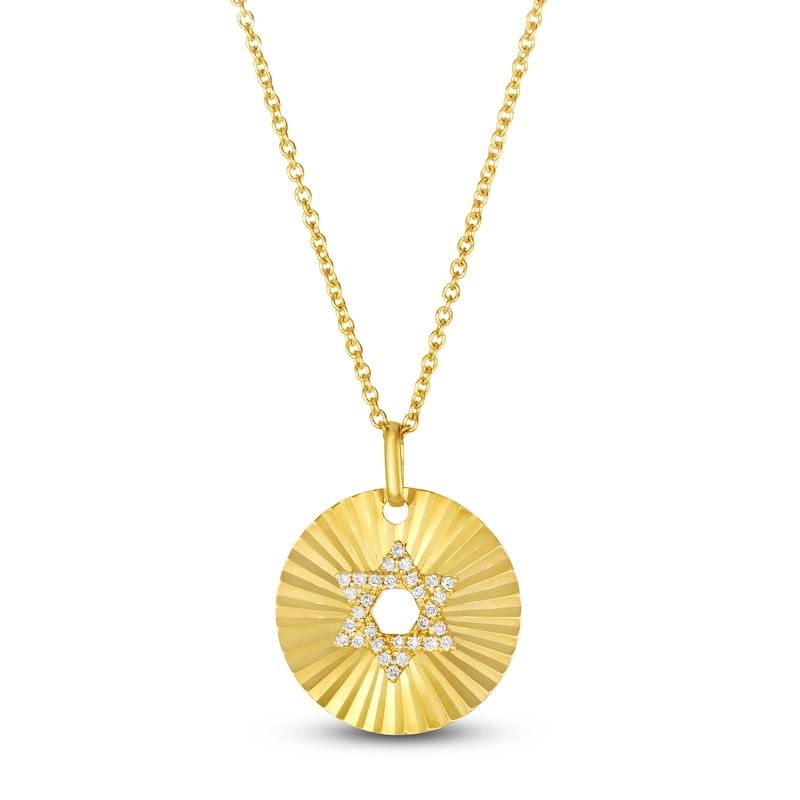 Main Image 1 of Le Vian Diamond Star Of David Medallion Necklace 1/15 ct tw 14K Honey Gold 18"