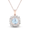 Thumbnail Image 1 of Aquamarine Necklace 1/3 ct tw Round/Baguette 10K Rose Gold