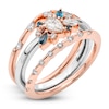 Thumbnail Image 2 of Multi-Shape Diamond & London Blue Topaz Three-Piece Ring Set 5/8 ct tw 14K Two-Tone Gold