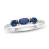 Thumbnail Image 1 of Oval-Cut Natural Blue Sapphire & Diamond Three-Stone Ring 1/20 ct tw 10K White Gold
