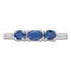 Thumbnail Image 3 of Oval-Cut Natural Blue Sapphire & Diamond Three-Stone Ring 1/20 ct tw 10K White Gold