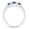 Thumbnail Image 4 of Oval-Cut Natural Blue Sapphire & Diamond Three-Stone Ring 1/20 ct tw 10K White Gold