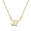 Thumbnail Image 1 of Diamond Double Digit Number Necklace Diamond Accents 24K Yellow Gold-Plated Sterling Silver 18"