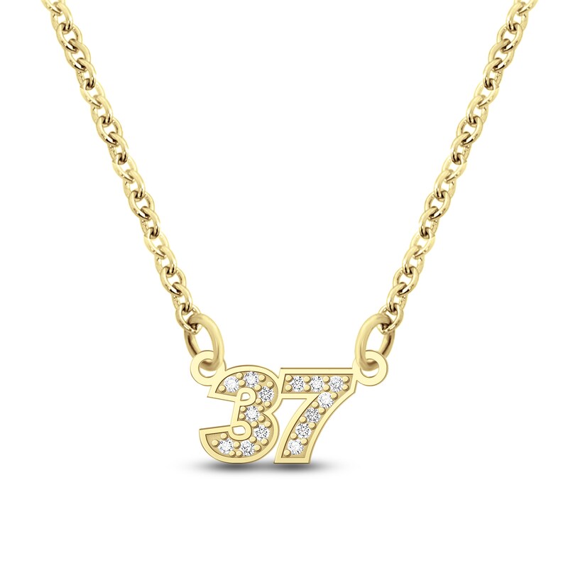 Main Image 1 of Diamond Double Digit Number Necklace Diamond Accents 24K Yellow Gold-Plated Sterling Silver 18"