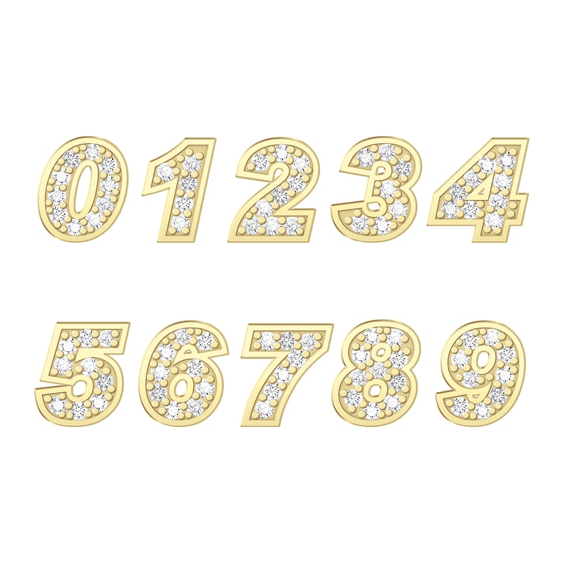 Main Image 2 of Diamond Double Digit Number Necklace Diamond Accents 24K Yellow Gold-Plated Sterling Silver 18"