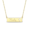 Thumbnail Image 1 of Engravable Name Bar Necklace with Cross Cutout 10K Yellow Gold 18"