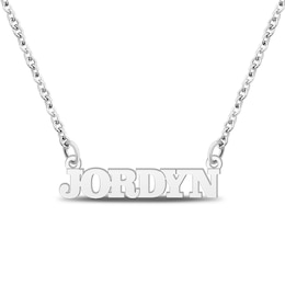 Block Name Necklace 10K White Gold 18"