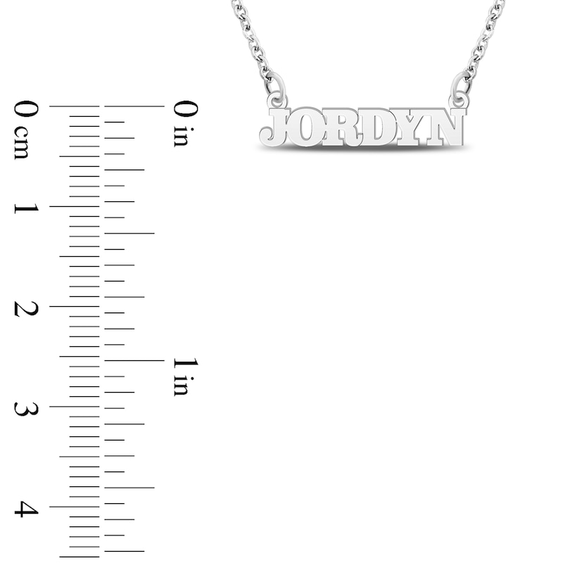 Main Image 4 of Block Name Necklace 10K White Gold 18"