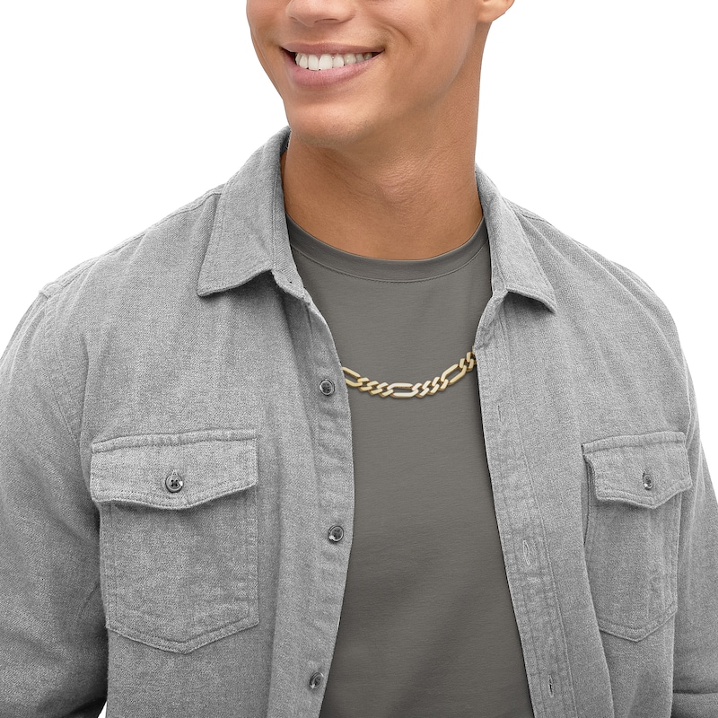 Main Image 4 of Figaro Chain 8mm Solid 14K Yellow Gold 24"