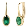 Thumbnail Image 2 of Oval-Cut Natural Emerald Bezel-Set Drop Earrings 14K Yellow Gold
