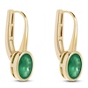 Thumbnail Image 3 of Oval-Cut Natural Emerald Bezel-Set Drop Earrings 14K Yellow Gold