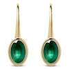 Thumbnail Image 4 of Oval-Cut Natural Emerald Bezel-Set Drop Earrings 14K Yellow Gold