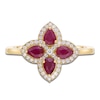 Thumbnail Image 3 of Pear-Shaped Natural Ruby & Diamond Clover Ring 1/5 ct tw 10K Yellow Gold
