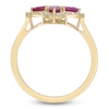 Thumbnail Image 4 of Pear-Shaped Natural Ruby & Diamond Clover Ring 1/5 ct tw 10K Yellow Gold