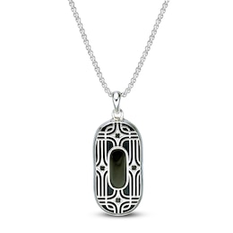 Men's Natural Black Onyx & Sodalite Necklace Sterling Silver 24"