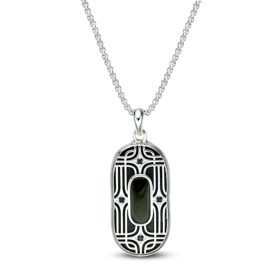 Men's Natural Black Onyx & Sodalite Necklace Sterling Silver 24"
