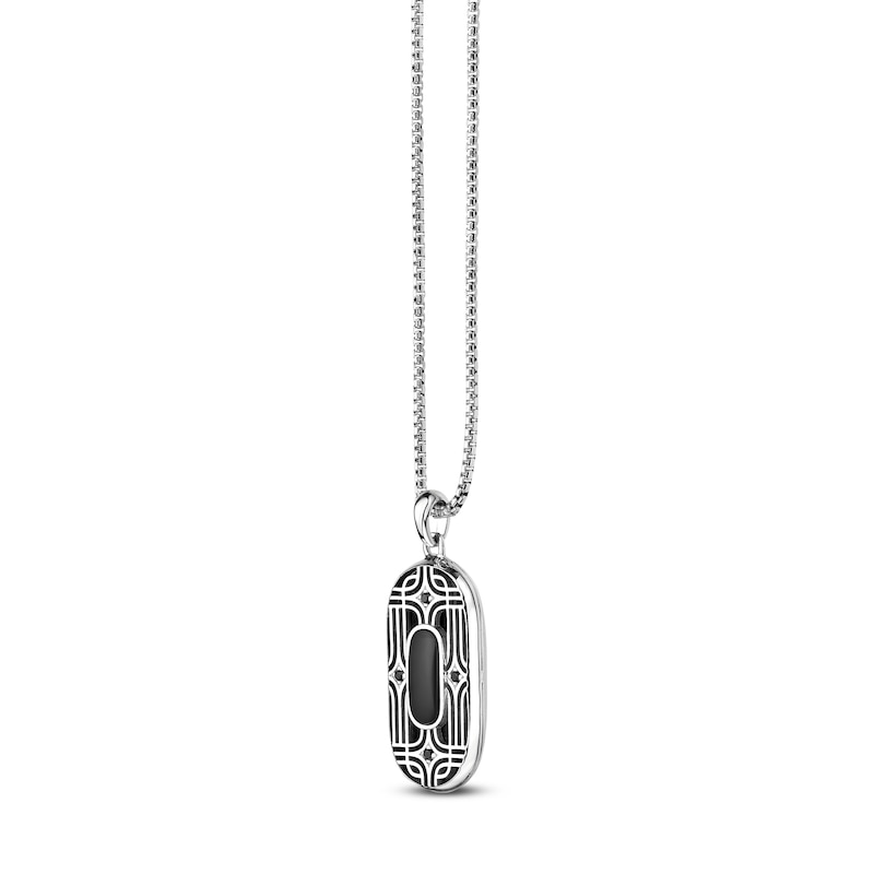 Main Image 2 of Men's Natural Black Onyx & Sodalite Necklace Sterling Silver 24"