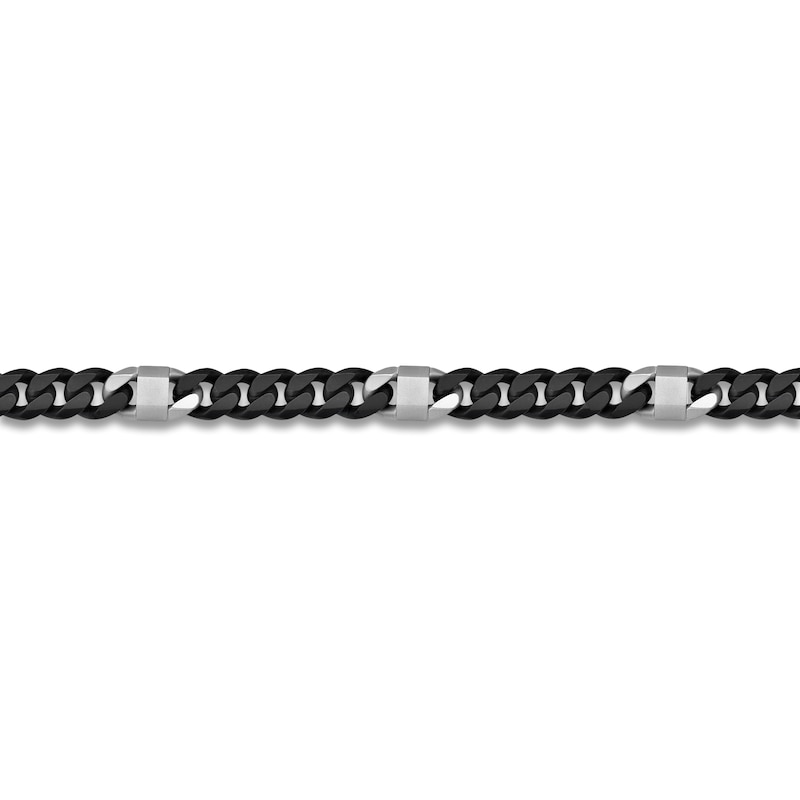 Main Image 2 of Men's Matte Cuban Curb Chain Necklace 10mm Stainless Steel & Black Ion Plating 24"
