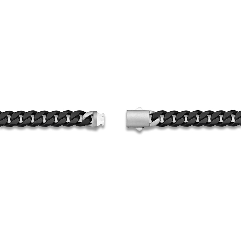 Main Image 3 of Men's Matte Cuban Curb Chain Necklace 10mm Stainless Steel & Black Ion Plating 24"