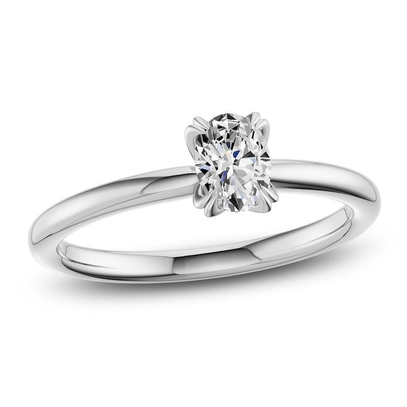 Main Image 1 of Certified Oval-Cut Diamond Solitaire Engagement Ring 1/2 ct tw Platinum (VS2/F)
