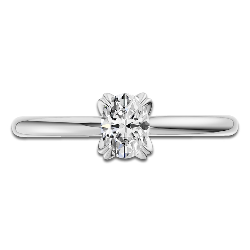 Main Image 3 of Certified Oval-Cut Diamond Solitaire Engagement Ring 1/2 ct tw Platinum (VS2/F)