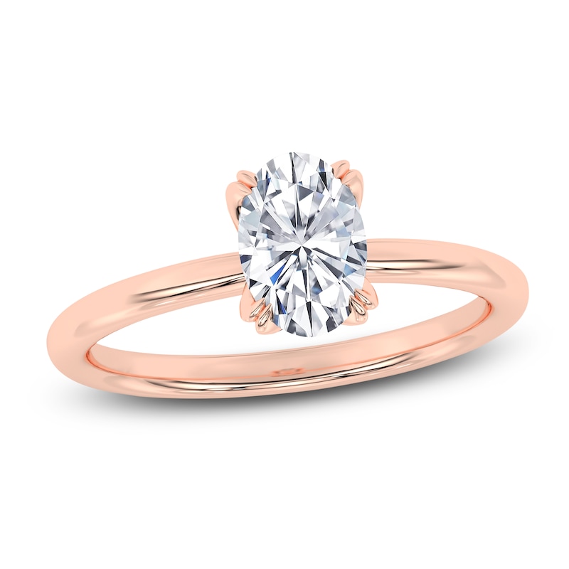 Main Image 1 of Certified Oval-Cut Diamond Solitaire Engagement Ring 1 ct tw 14K Rose Gold (I1/I)