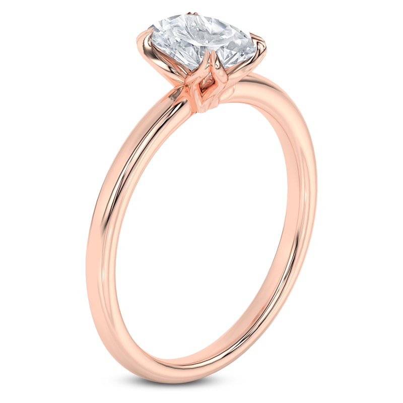 Main Image 2 of Certified Oval-Cut Diamond Solitaire Engagement Ring 1 ct tw 14K Rose Gold (I1/I)