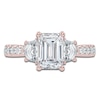Thumbnail Image 3 of Emerald & Shield-Cut Lab-Grown Diamond Three-Stone Engagement Ring 2 ct tw 14K Rose Gold