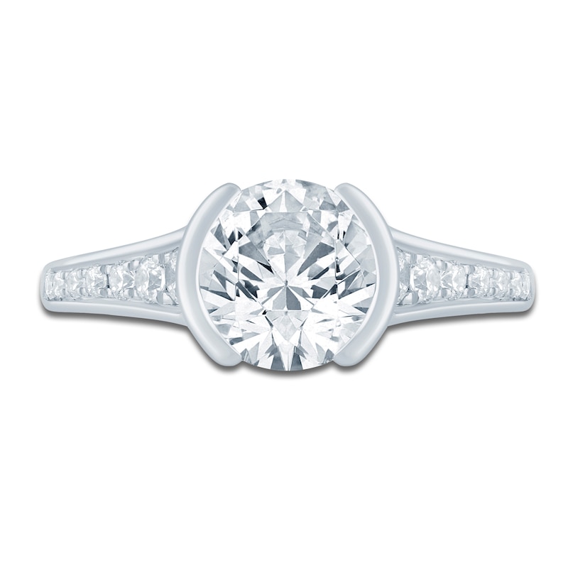 Main Image 3 of Round-Cut Lab-Grown Diamond Half-Bezel Engagement Ring 2-1/3 ct tw 14K White Gold