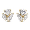 Thumbnail Image 1 of J'Lure Trillion Curved Brilliant-Cut, Lozenge Step-Cut & Tie Step-Cut Lab-Grown Diamond Three-Stone Earrings 2-3/4 ct tw 14K Yellow Gold