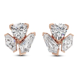J'Lure Trillion Curved Brilliant-Cut, Lozenge Step-Cut & Tie Step-Cut Lab-Grown Diamond Three-Stone Earrings 2-3/4 ct tw 14K Rose Gold