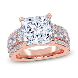 Princess-Cut Lab-Grown Diamond Engagement Ring 5-1/2 ct tw 14K Rose Gold