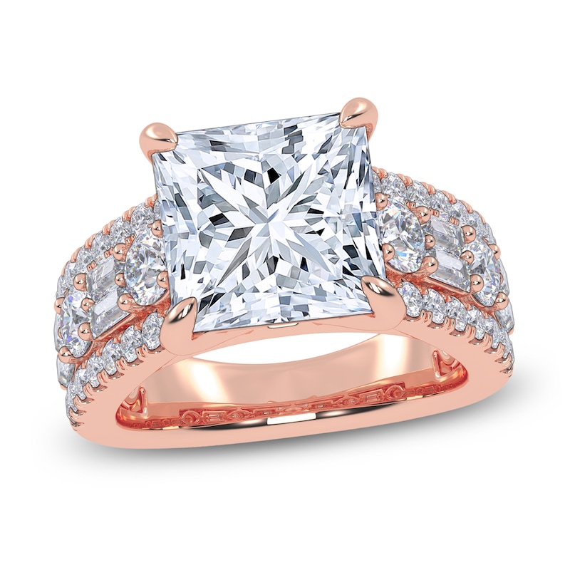 Main Image 1 of Princess-Cut Lab-Grown Diamond Engagement Ring 5-1/2 ct tw 14K Rose Gold