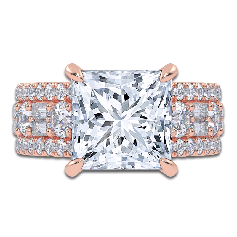 Main Image 3 of Princess-Cut Lab-Grown Diamond Engagement Ring 5-1/2 ct tw 14K Rose Gold