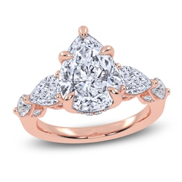 Pear-Shaped Lab-Grown Diamond Five-Stone Engagement Ring 4 ct tw 14K Rose Gold