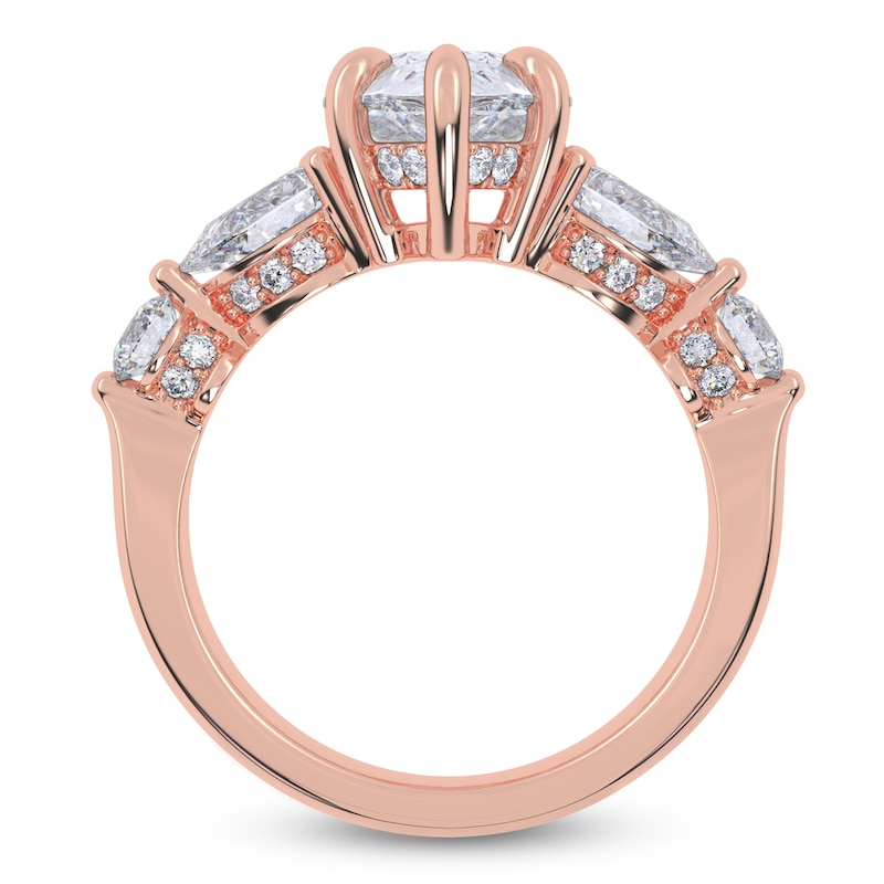 Main Image 4 of Pear-Shaped Lab-Grown Diamond Five-Stone Engagement Ring 4 ct tw 14K Rose Gold
